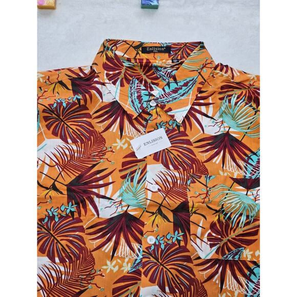 Mens Enlision Hawaiian Tropical Short Sleeve Polyester Hawaiian Shirt 2XL NWT - Picture 3 of 6